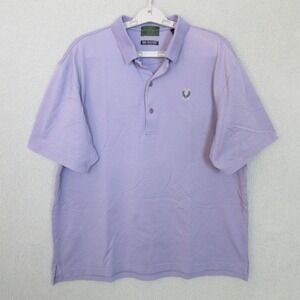DRI EQUIPE Mens Polo Shirt Lavender Short Sleeve Embroidered Logo Golf Size L